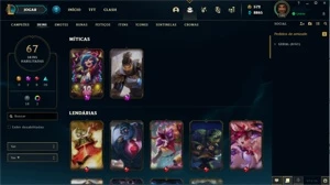Conta League of Legends Nível 180 com 67 skins habilitadas LOL