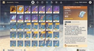 Diluc + Klee + 2x Arma 5* (Túmulo do Lobo + Oração) +10kgema - Genshin Impact