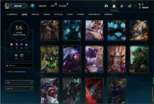 Conta bronze 4 com 92 Champs e 56 Skins ( mais de 50 jogos ) - League of Legends LOL