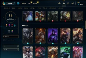 Conta bronze 4 com 92 Champs e 56 Skins ( mais de 50 jogos ) - League of Legends LOL