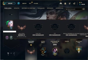Conta bronze 4 com 92 Champs e 56 Skins ( mais de 50 jogos ) - League of Legends LOL