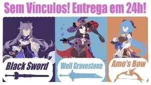 Ganyu ✨ Amos ✨ Keqking ✨ Espada Negra ✨ Mona ✨ Túmulo do Lob - Genshin Impact