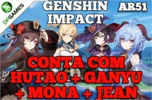 Conta Genshin Impact Hutao, Ganyu, Mona C1 e Jean
