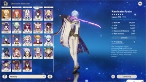 AR59|RAIDEN C3|EULA C1|AYATO| 20 chars 5* | 18 Armas 5* - Genshin Impact