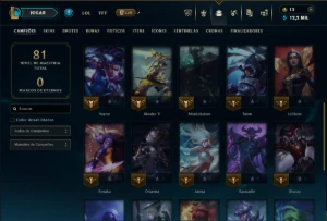 Bronze 3 com 30 Champs e 11 Skins - League of Legends LOL