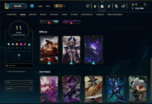 Bronze 3 com 30 Champs e 11 Skins - League of Legends LOL
