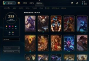 Conta League of Legends - 388 Skins - Diamante V LOL
