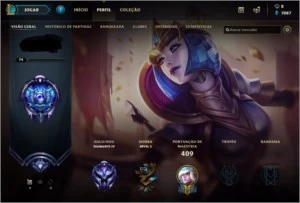 Conta League of Legends - 388 Skins - Diamante V LOL