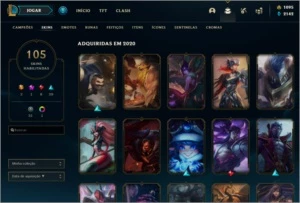 conta lol, platina 4, com todos os champs e 105 skins - League of Legends