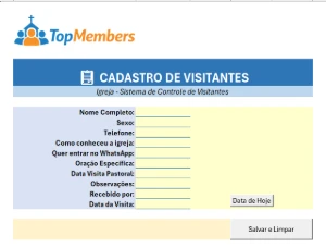 Excel para Controle e gestão de Visitantes de Igrejas
