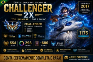 🏆 Conta League Of Legends Br — Challenger 2X + Top 1 Br LOL