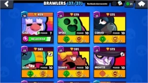 CONTA BRAWL STARS - 12K 3x3 e 37/38 brawlers.