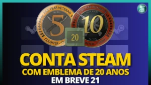 Conta Antiga Steam 20 ANOS + Medalhas 5/10 Anos de Serviço