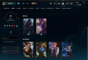 Unranked com 45 Champs e 8 Skins - League of Legends LOL