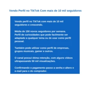 Vendo Perfil no TikTok com mais de 10 mil Seguidores - Redes Sociais