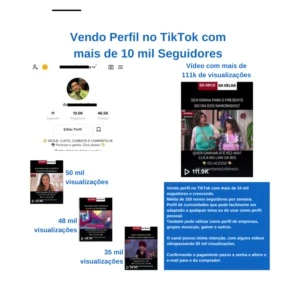 Vendo Perfil no TikTok com mais de 10 mil Seguidores - Redes Sociais