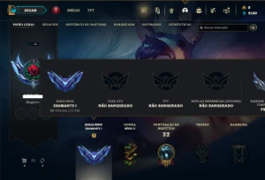 Diamante 1 com 40 Champs e 6 Skins