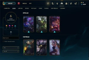 Diamante 1 com 40 Champs e 6 Skins - League of Legends LOL