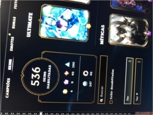 Conta com 536 skins Diamante IV - League of Legends LOL