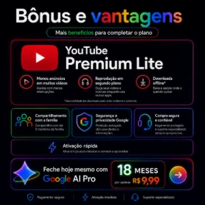 Google AI Pro 18m + 5TB + VEO/FLOW + YT Premium 30D Garantia - Inteligência Artificial