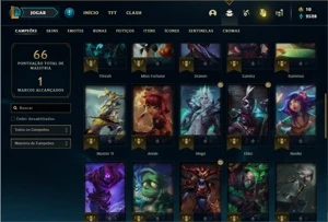 Conta Bronze 3 com 43 Champs e 24 Skins + 1 Fragmento - League of Legends LOL