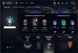 Conta prata 2 com 114 Champs e 98 Skins + 331k de Yasuo - League of Legends LOL