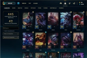 Conta prata 2 com 114 Champs e 98 Skins + 331k de Yasuo - League of Legends LOL