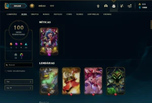 Conta prata 1 com 130 Champs e 100 Skins - League of Legends LOL