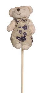 Urso Bege Jardineira Florida Azul (7cm) - Artesanato e Personalizados