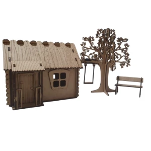Mini Casinha da fazenda com banco, arvore e balanço MDF...