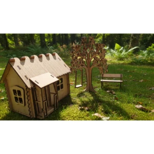 Mini Casinha da fazenda com banco, arvore e balanço MDF... - Artesanato e Personalizados