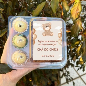 40 Adesivos Ursinho Chá de Bebê 6x9cm - Sem Recorte - Artesanato e Personalizados