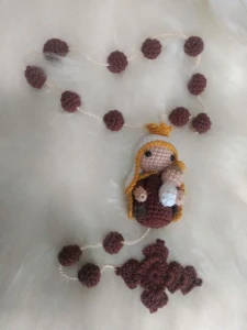 Terço Mariano em Crochê - Artesanato e Personalizados