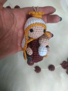 Terço Mariano em Crochê - Artesanato e Personalizados