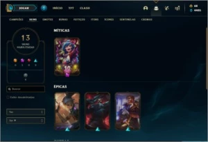 Conta unranked com 13 skins e 51 champs - League of Legends LOL