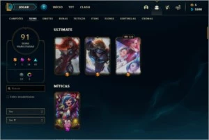 Conta de LoL com 91 skins Bandeira level 3 de Noxus e Ionia - League of Legends