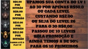 Fazemos Elo Job e Upamos Sua conta Preços Na Descrição - League of Legends LOL