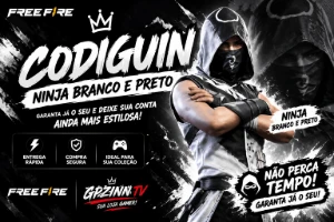 Codiguin Free Fire | Ninja Branco e Preto | Entrega Rápida