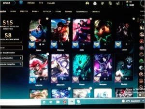 Conta lvl 277 full champ honra 5 110 skins - League of Legends LOL