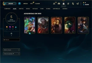 Conta prata 4 com 23 Champs e 5 Skins + 6 Espolios - League of Legends LOL
