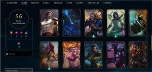 Level 203, Prata 1, 56 skins, 101 champs - League of Legends LOL