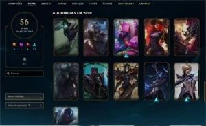 Level 203, Prata 1, 56 skins, 101 champs - League of Legends LOL