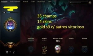 Conta League of Legends Unranked (GOLD S9) LOL