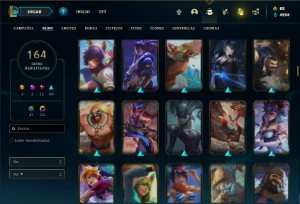 Conta Unranked com 150 Champs e 164 Skins ( MAIN SUP ) - League of Legends LOL