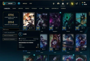 Conta Unranked com 150 Champs e 164 Skins ( MAIN SUP ) - League of Legends LOL
