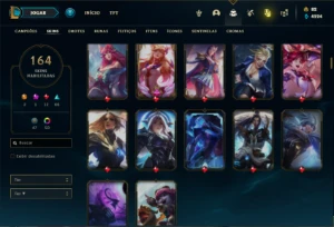 Conta Unranked com 150 Champs e 164 Skins ( MAIN SUP ) - League of Legends LOL