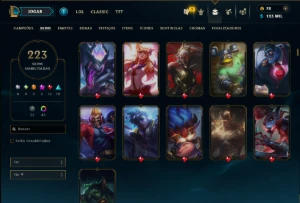 Bronze 4 com TODOS os Champs 223 Skins +1 Prestigio - League of Legends LOL