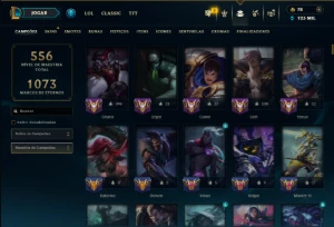 Bronze 4 com TODOS os Champs 223 Skins +1 Prestigio - League of Legends LOL
