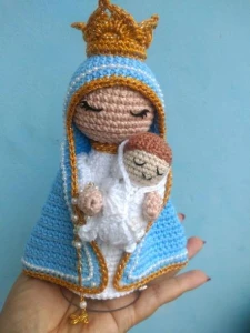 Amigurumi Virgem Maria com menino Jesus - Artesanato e Personalizados