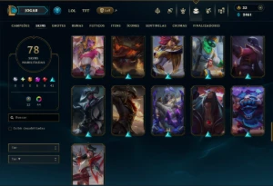 Mestre com 150 Champs e 78 Skins ( 429 PDL ) +6 Prestigios - League of Legends LOL